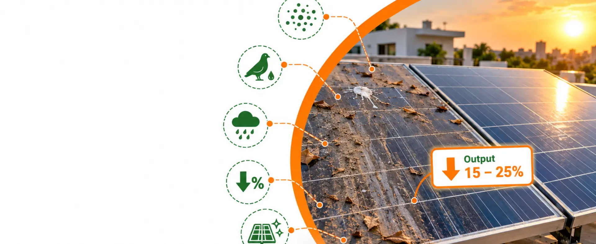 Dust, Bird Droppings and Monsoon: Why Home Solar Panels Silently Lose Output - Read full article about solar energy Dust, Bird Droppings and Monsoon: Why Home Solar Panels Silently Lose Output - Solar energy article by Enersol