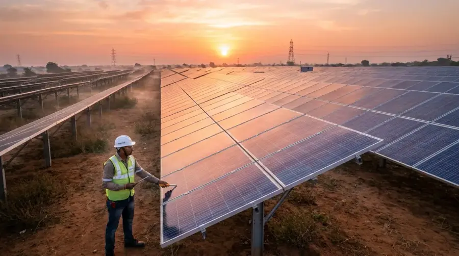Enersol solar projects across Ahmedabad and India Enersol ground-mounted solar farm installation