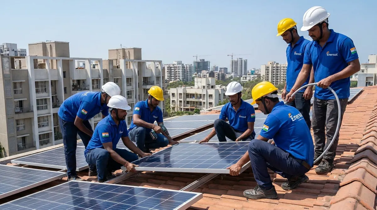 Enersol solar installation team in Vadodara